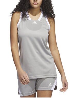 adidas Light Gray Tank with White Trim